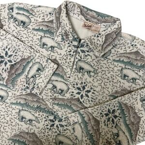 Vintage Woolrich Women's 1/4 Zip Polar Bear Graphic Print Sweater‎ Size Large